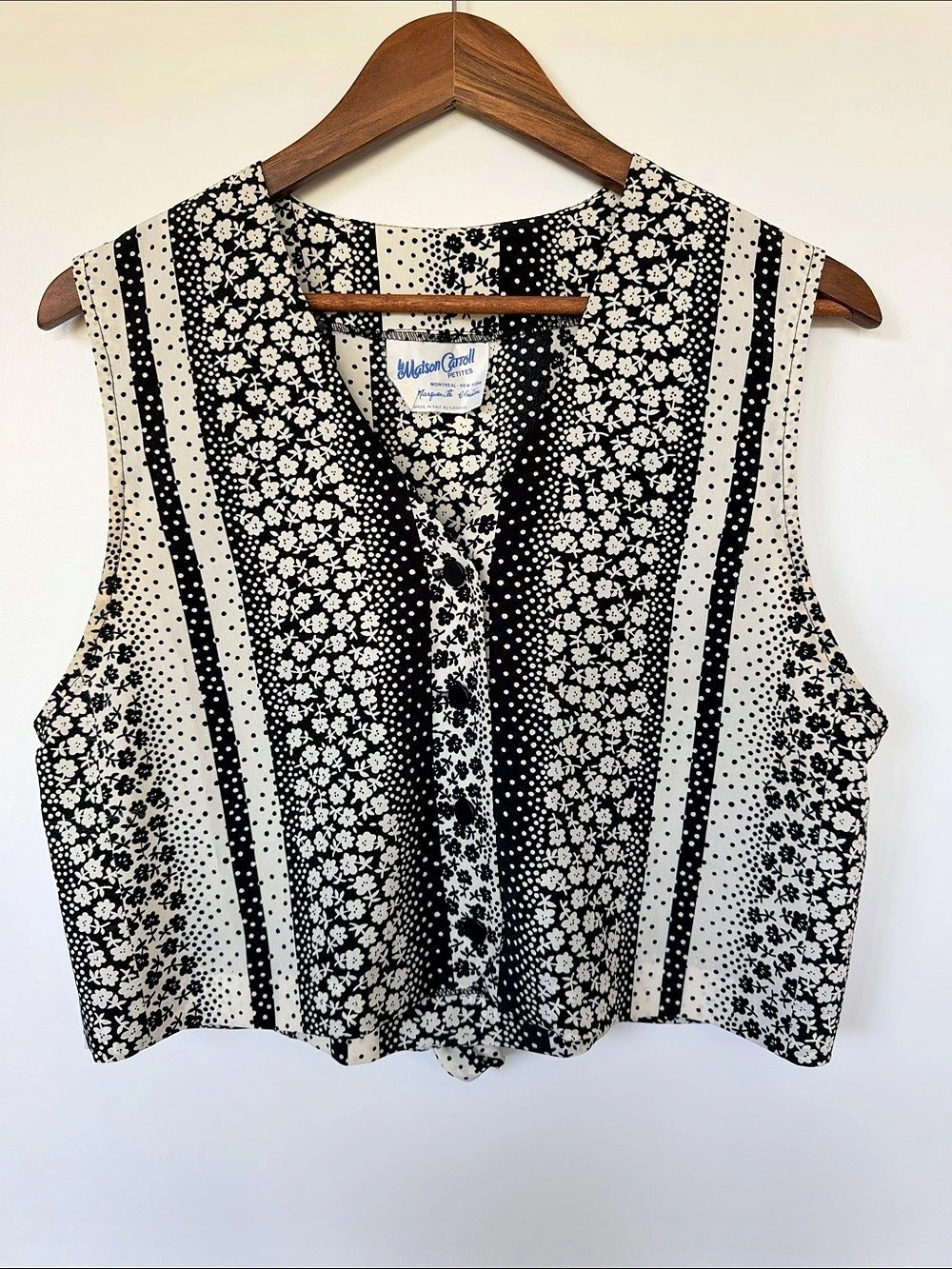 Maison Carroll Marguerite Couture Floral Sleeveless Blouse in Black & White Like